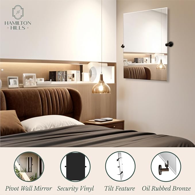 Hamilton Hills 30x40 inch Frameless Pivot Mirrors - Image 5