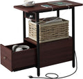 LIDYUK End Table with Charging Station, Narrow Side Table with Drawer and USB by LIDYUK