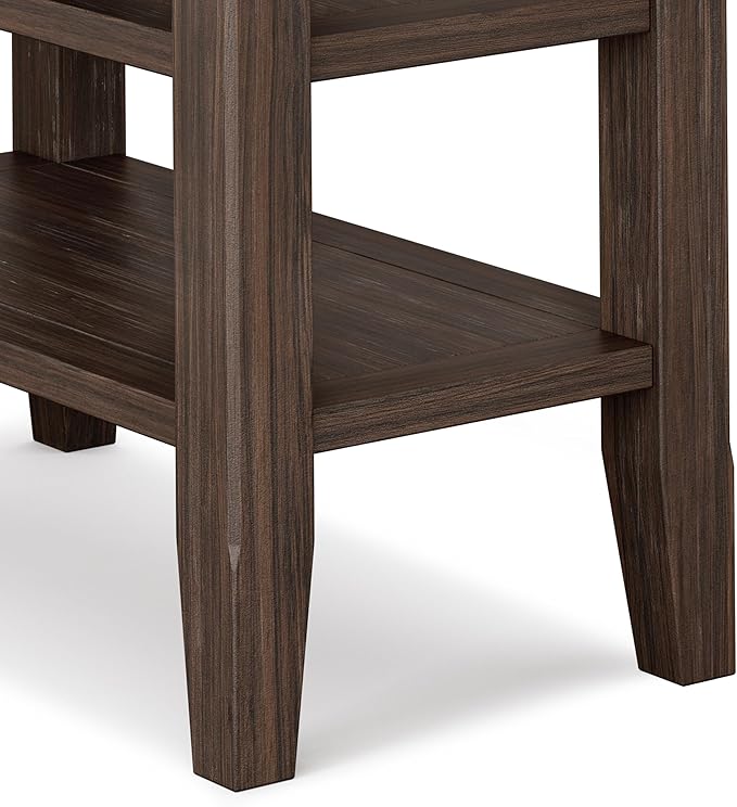 SIMPLIHOME Acadian 14-inch Wide Solid Wood Narrow End Table in Farmhouse Brown - Image 6