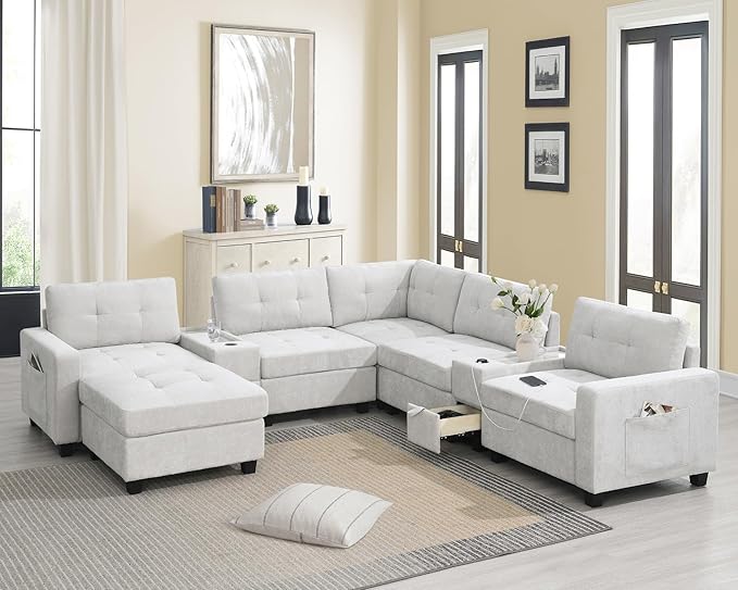 Merax 104 * 104" Chenille Sectional Couches by Merax