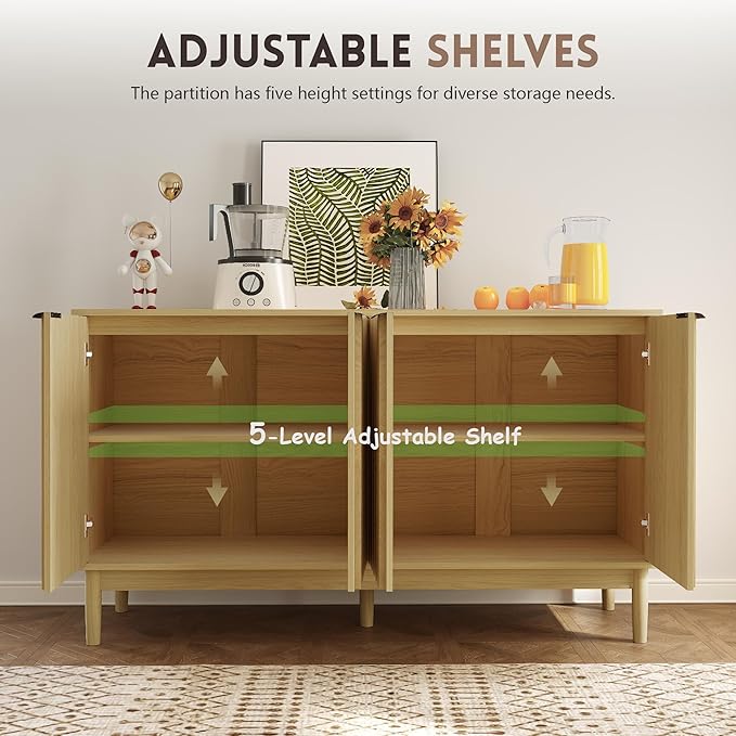 Buffet Cabinet with Storage, Sideboard Cabinet with Fluted Door, Kitchen Buffet - Image 5
