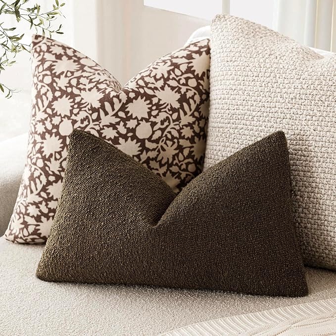 Foindtower Pack of 2 Textured Boucle Throw Pillow Covers Accent Solid - Image 5