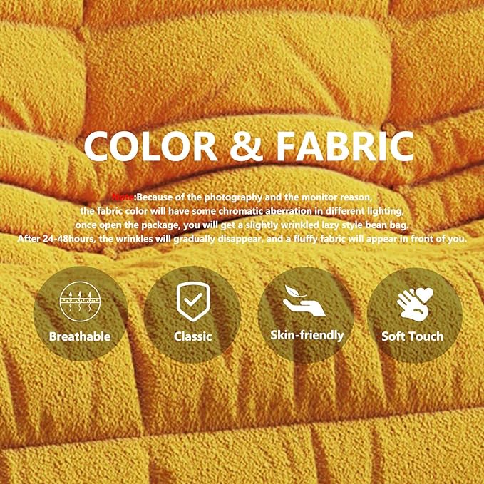 Bean Bag Chairs for Adults, BeanBag Reading Chair Memory Foam Couch 3-Seater - Image 3
