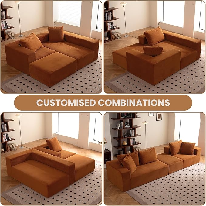 Modular Sectional Sofa, Corduroy Cloud Couch - Image 8