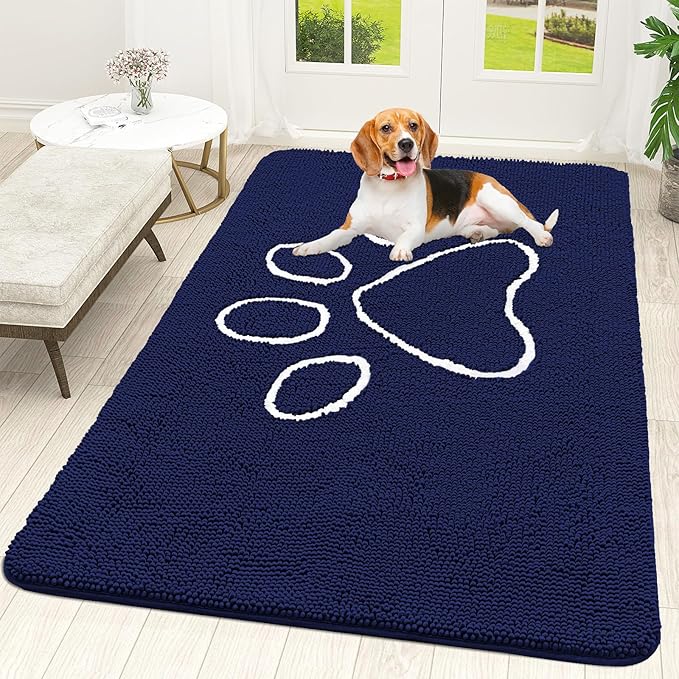 OLANLY Door Mat for Muddy Dog Paws 59x35, Ultra Absorbent Chenille Mud Doormat by OLANLY