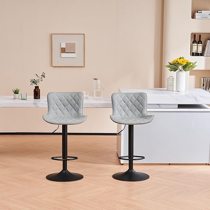 YOUNUOKE Bar Stools Set of 2 Faux Leather Barstools - Image 8