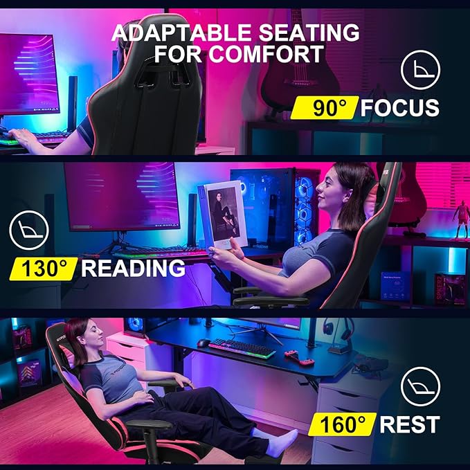 GTRACING Gaming Chair with Footrest, Ergonomic Computer Game Desk Chair - Image 4