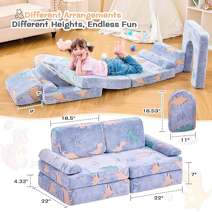 IFNOW Modular Kids Play Couch, Toddler Couch Kids Sofa, Child Sectional Sofa - Image 2