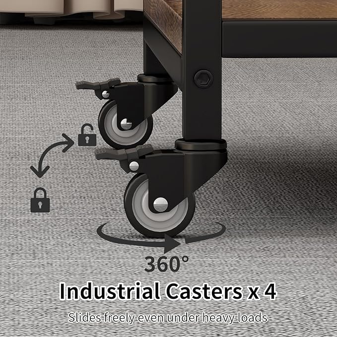2 Tier Under Desk Printer Stand, Large Printer Table - Image 5