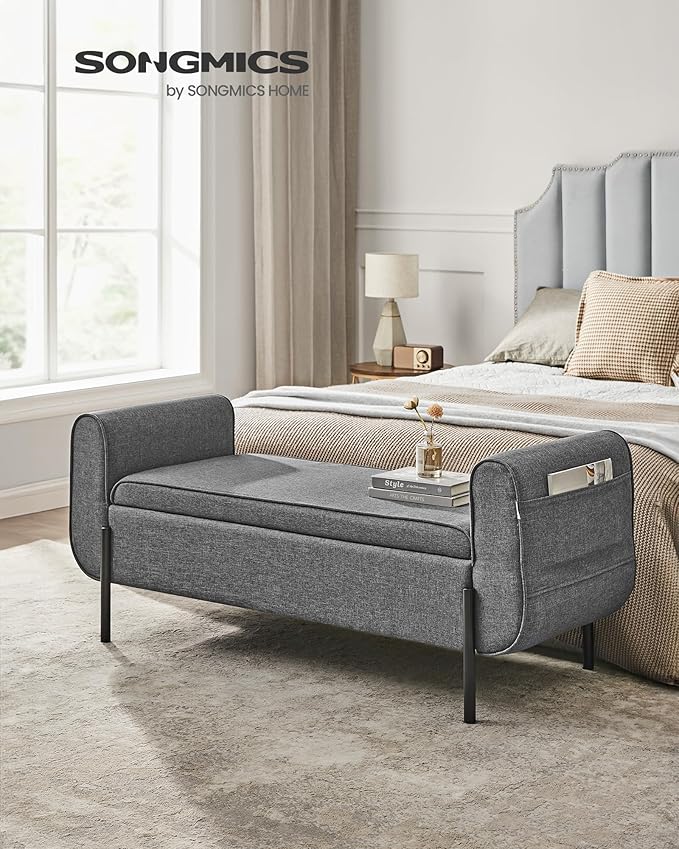 SONGMICS Storage Bench with Armrests, Ottoman - Image 4