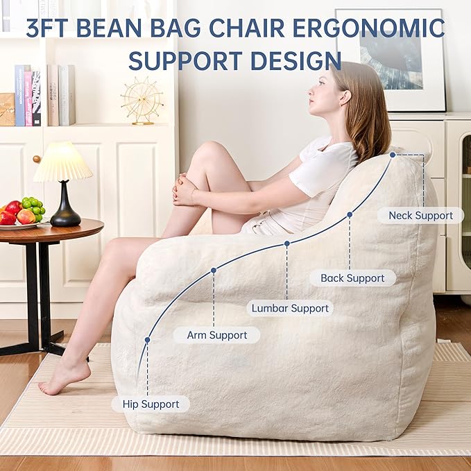 Giant Bean Bag Chairs for Adults and Kids, 3FT Bean Bag Chair - Image 4