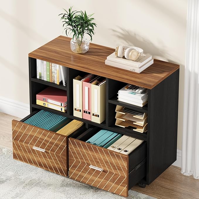 Tribesigns 2-Drawer Wood File Cabinet, Mobile Lateral Filing Cabinet by Tribesigns