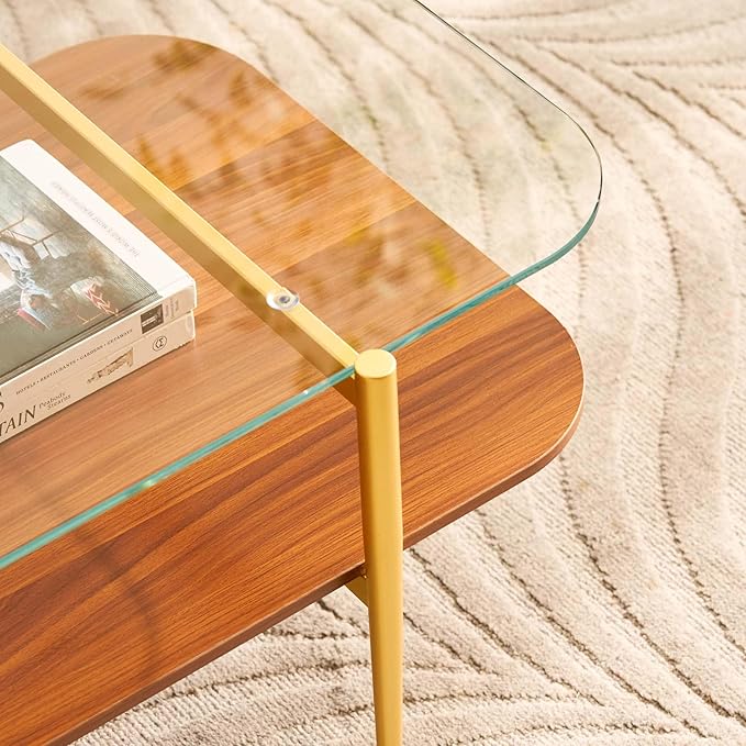 AGV LIGHTING Tadio Large Glass Coffee Table, Mid-Century Modern Coffee Table - Image 7
