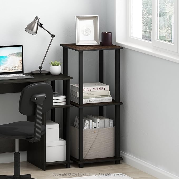 Furinno Simplistic Set of 2 End Table, Columbia Walnut/Black - Image 2