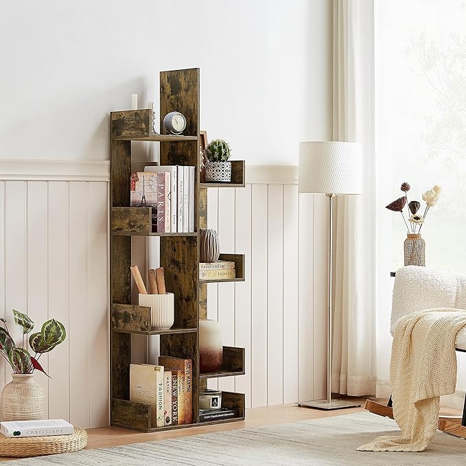 VECELO 8-Tier Tall Cactus-Shaped Tree Bookshelf, Vertical Bookcase - Image 6