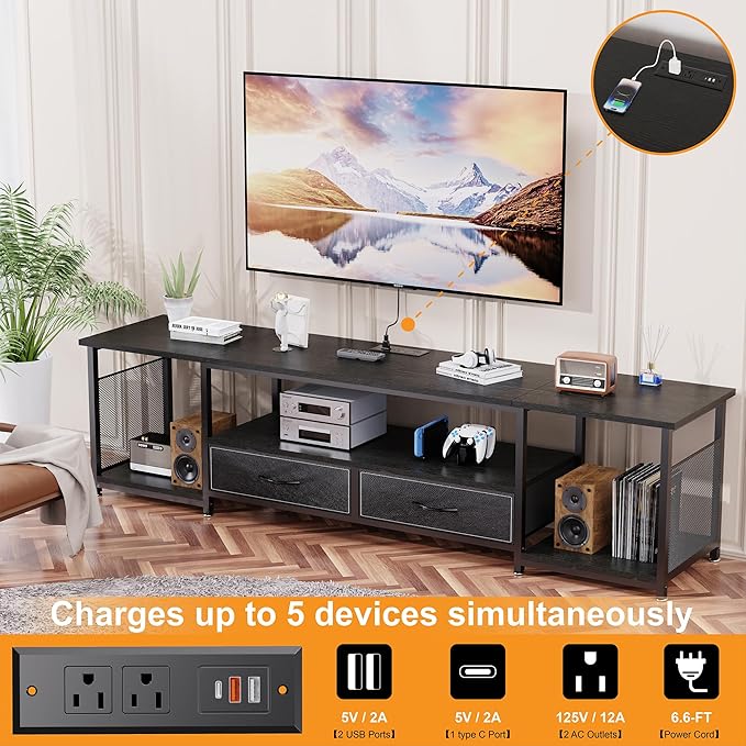 TV Stand with Drawers and Power Outlets - Image 2
