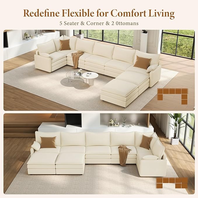 Vesgantti Large Modular Sectional Sofa, Big Comfy Cloud Couch - Image 7