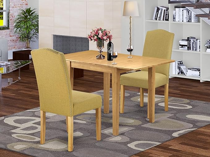 East West Furniture NDEN3-OAK-08 3 Piece Dining Room Table Set Contains a - Image 2