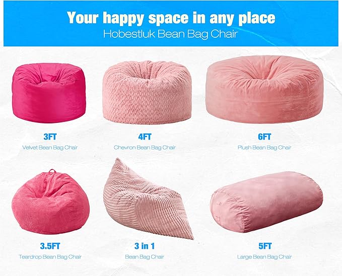 Hobestluk 5FT Bean Bag Chair Large Beanbag Lounger - Image 7