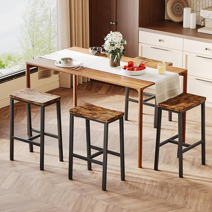 Homeiju Bar Stools, Counter Height Bar Stools Set of 2, 23.6 Inch Saddle Stools - Image 2