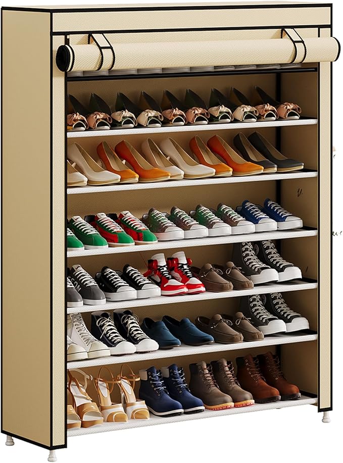 Calmootey 7 Tier Shoe Rack Organizer to Hold 35 Pairs, Portable Shoe Shelf by Calmootey