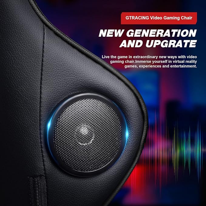 GTRACING Gaming Chair with Footrest Speakers Video Game Chair Bluetooth Music - Image 5