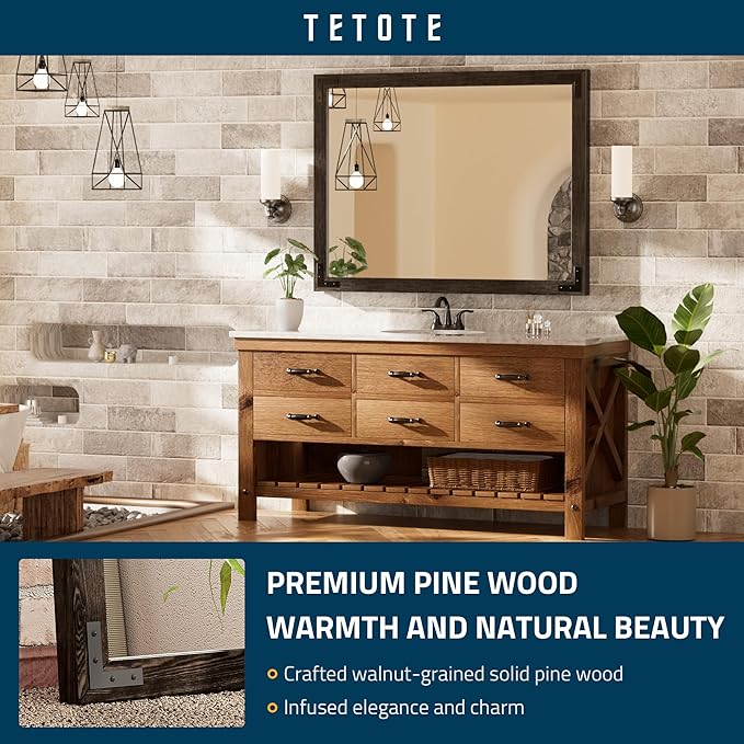 TETOTE 40 x 30 Black Wood Mirror - Image 2
