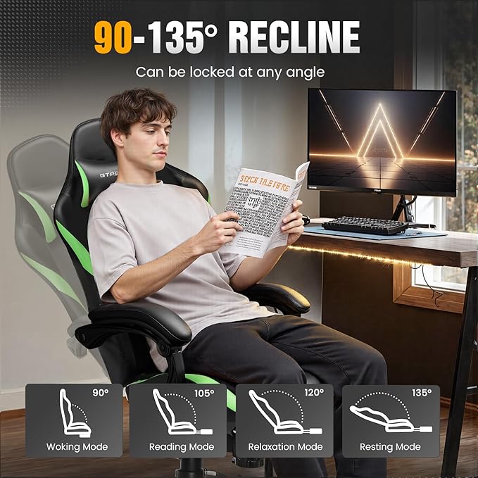 GTRACING Gaming Chair with Foot Rest & Pocket Spring Cushion, Ergonomic High - Image 6