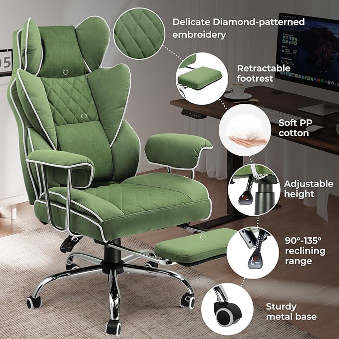 COMHOMA Big and Tall Office Chair, High Back Leather Gaming Chair - Image 5