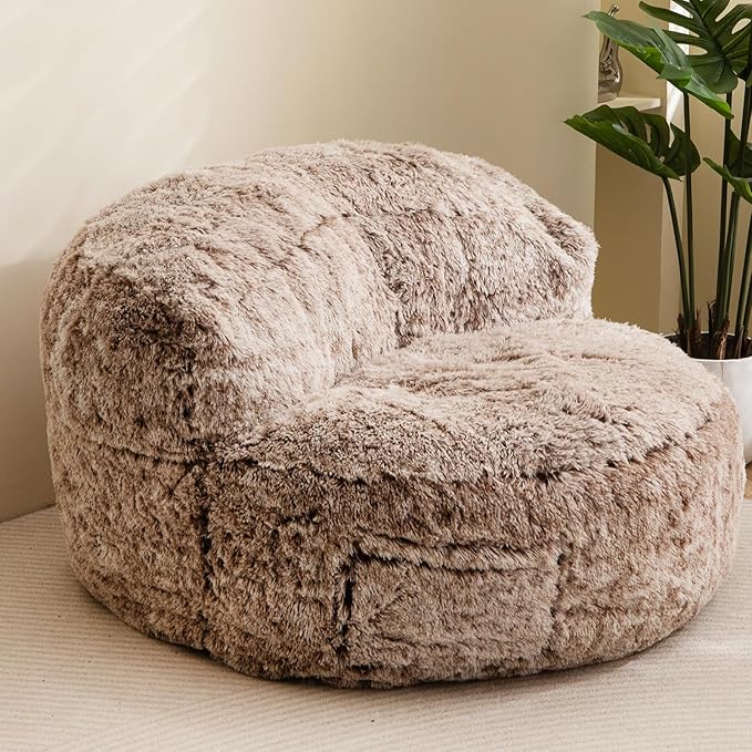 BYBYME Giant Bean Bag Chair, Faux Fur Bean Bag Couch by BYBYME