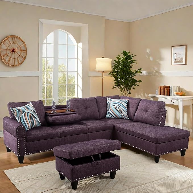 L Shaped Sectional Couch with Otttoman, Apartments by FONTOI