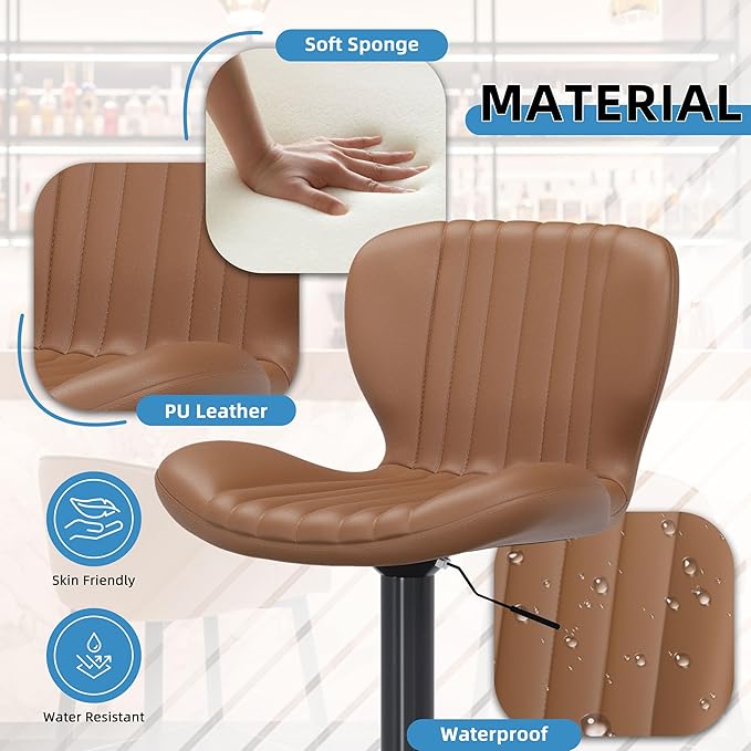 Shintenchi Bar Stools Set of 6 Modern Swivel Bar Chairs, Counter Height Faux - Image 7