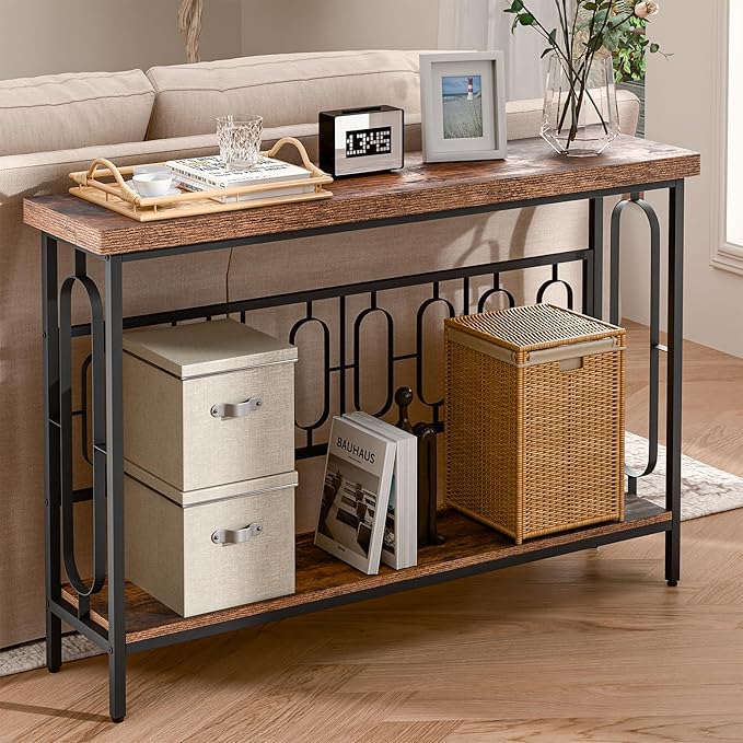 Industrial Console Table for Entryway, Rustic Console Table Behind Couch - Image 3