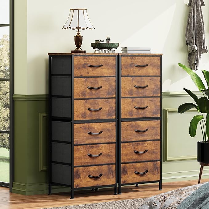 WLIVE Tall Dresser for Bedroom, 6 Drawer Dressers & Chests of Drawers, Fabric - Image 2