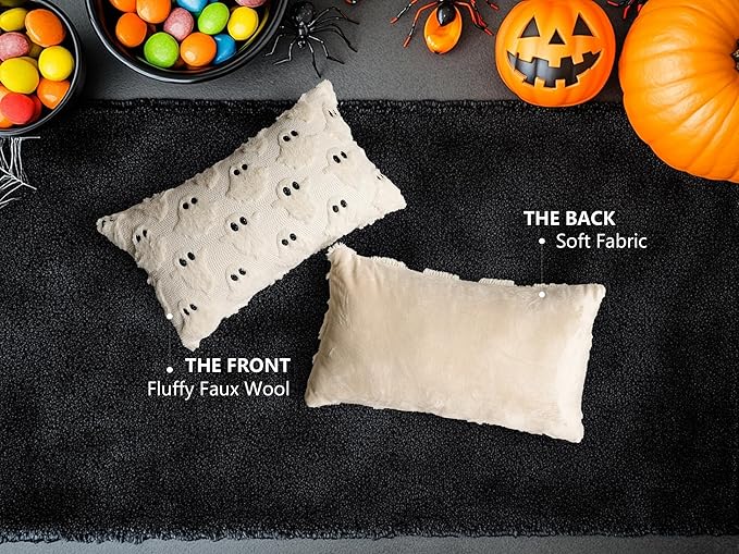4TH Emotion Halloween Ghost Decorative Lumbar Pillow Covers 12x20 Set of 2 - Image 5