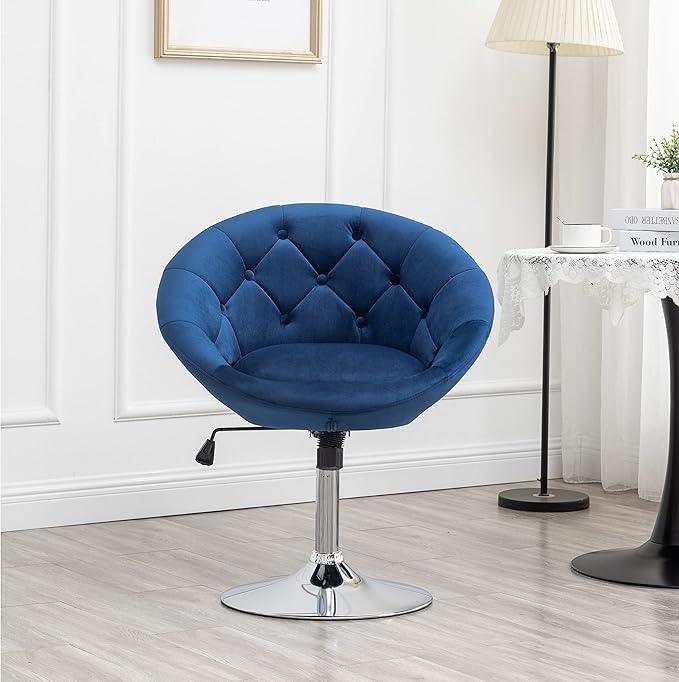 Roundhill Furniture Noas Velvet Upholstered Tufted Back Swivel Accent Chair - Image 3