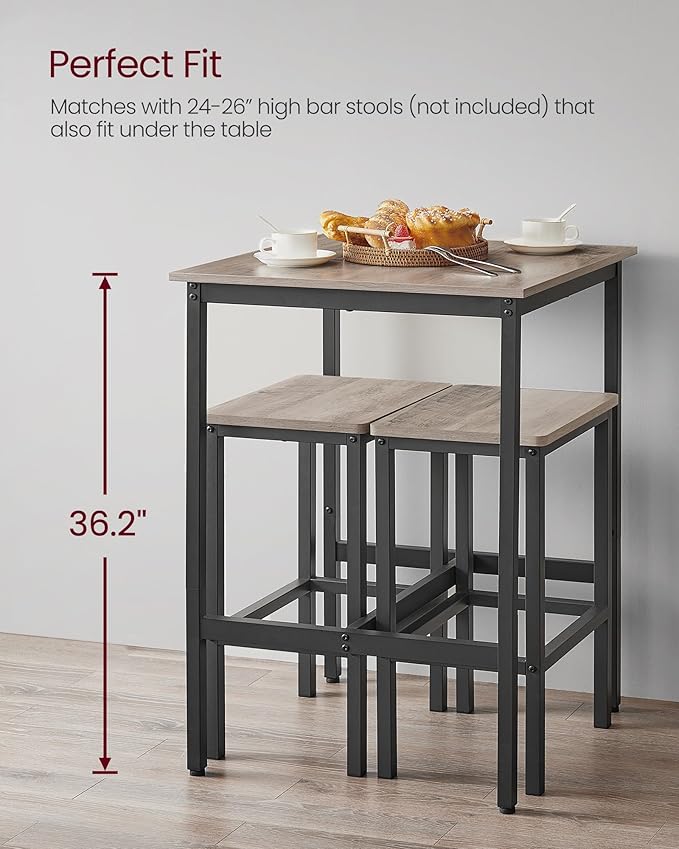 VASAGLE Bar Table, Small Kitchen Dining Table, High Top Pub Table, Height - Image 5