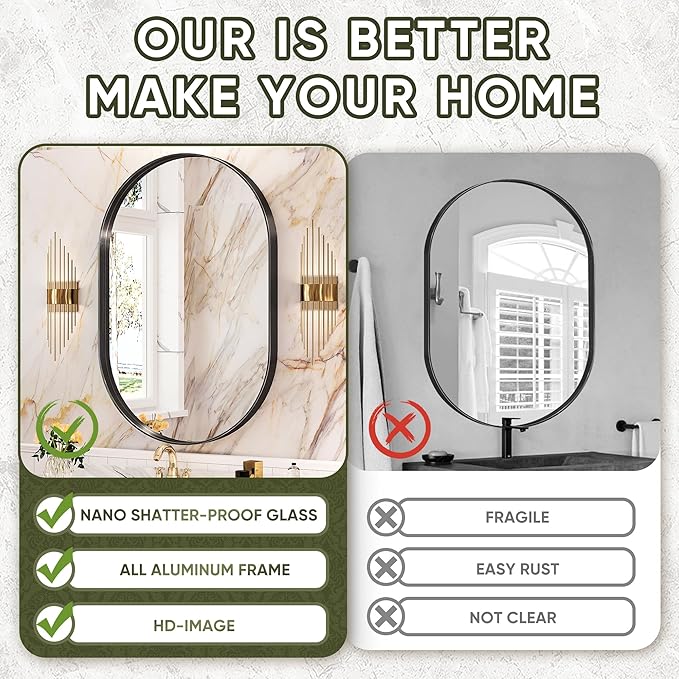 Suidia 24" x 36" Bathroom Mirror, Bathroom Vanity Mirror Metal Framed, - Image 3