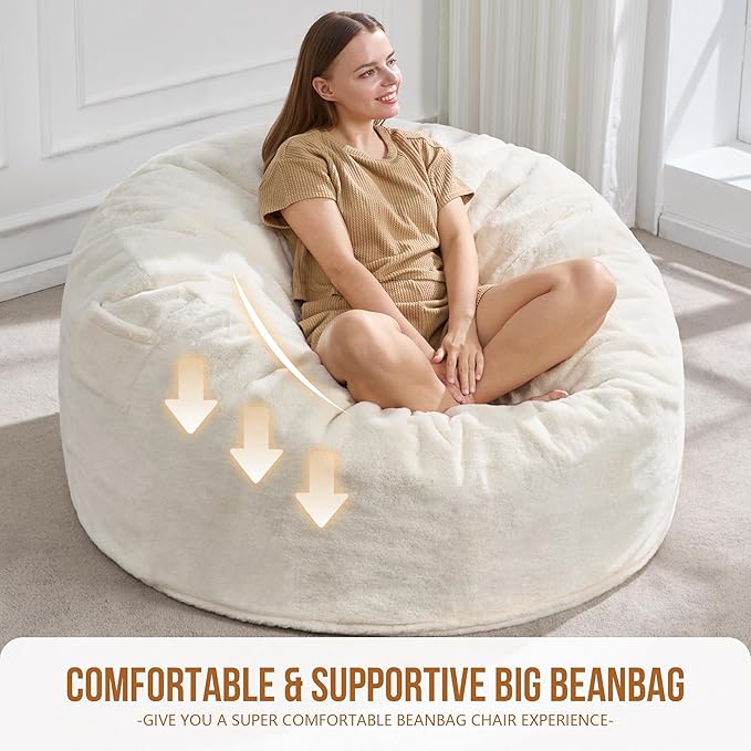 Hobestluk 5ft Bean Bag Chairs for Adults Large Beanbag Chair - Image 6