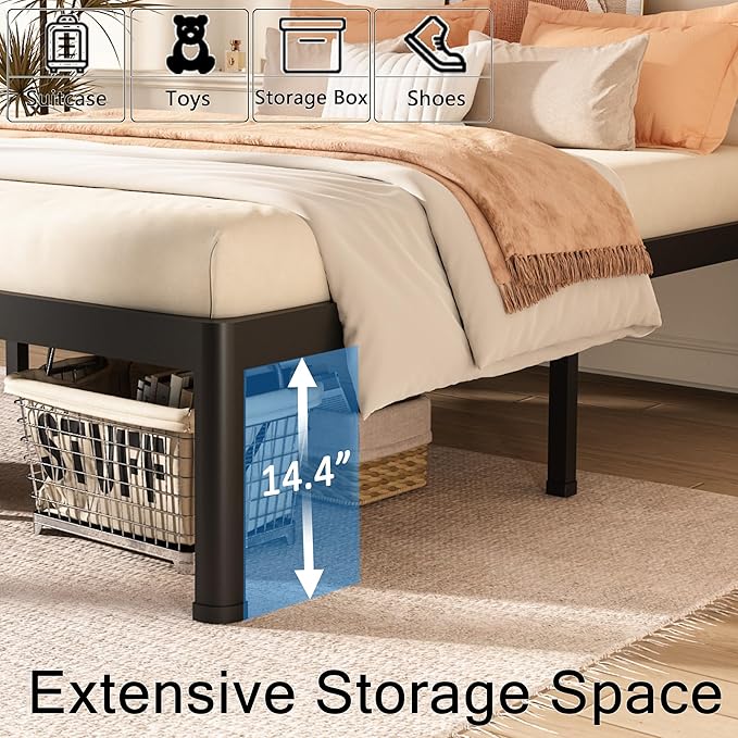 FUIOBYVV King Bed Frame with Round Corner Edge Legs 16 inch High 3500 lbs Heavy - Image 5