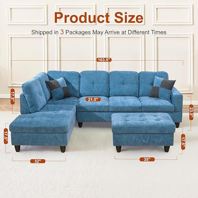 Osparple L Shaped Couch Sectional Couches - Image 2