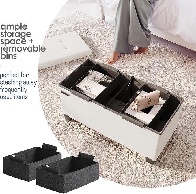 STORAGEBUD Storage Ottoman Bench - Image 3