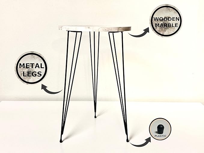 PAK HOME - Set of 2 End Table - White Marble Look Round Wood Sofa Side Coffee - Image 8