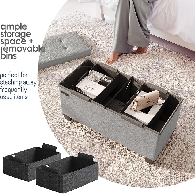 STORAGEBUD Storage Ottoman Bench - Image 3
