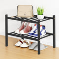 Smiry Shoe Rack, 2 Tier Small Bamboo Shoe Organizer, Stackable Free Standing by Smiry