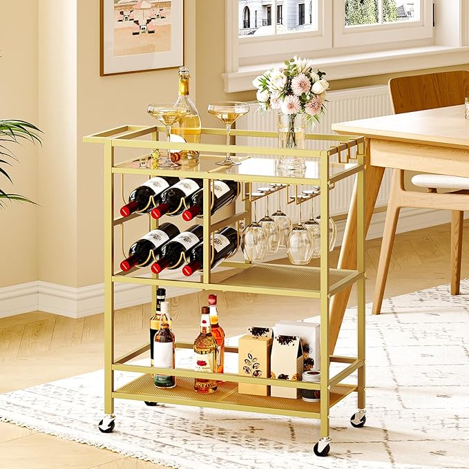 Bar Cart for Home, 3-Tier Serving Cart - Image 2