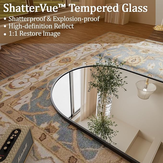 Koonmi Arched Full Length Mirror, Standing Hanging or Leaning Full Body Mirror - Image 6