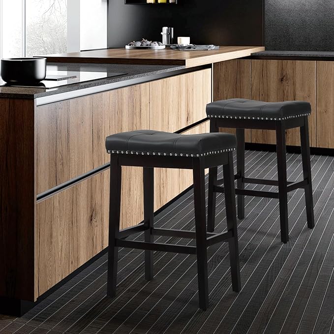 Athena Collection Counter Height Bar Stools Set of 2, 29.5 Inches Backless - Image 2