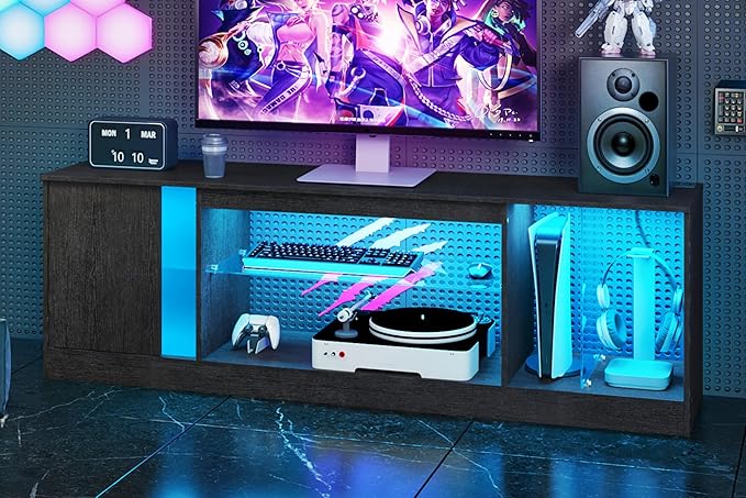 TV Stand with Power Outlets to 63 65 70inch TV, Modern Entertainment Center by Choezon
