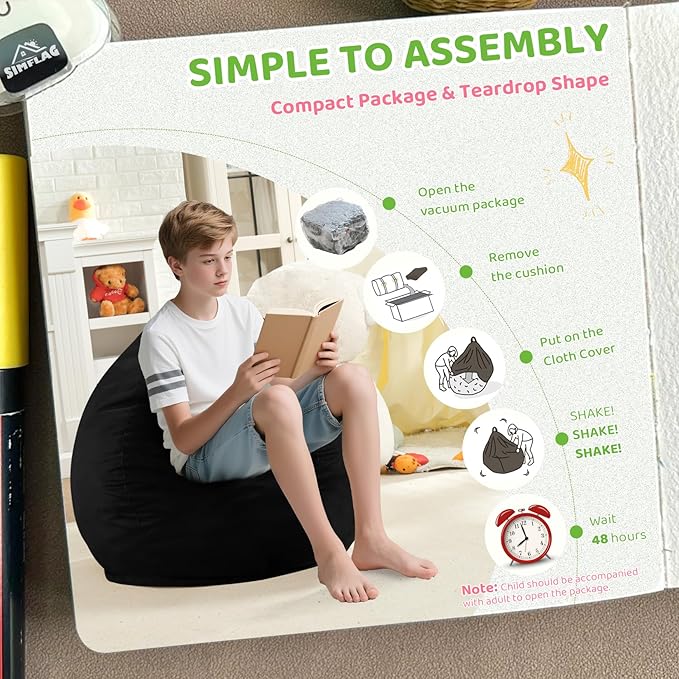2FT Bean Bag Chair, Comfy Bean Bag Chairs - Image 5